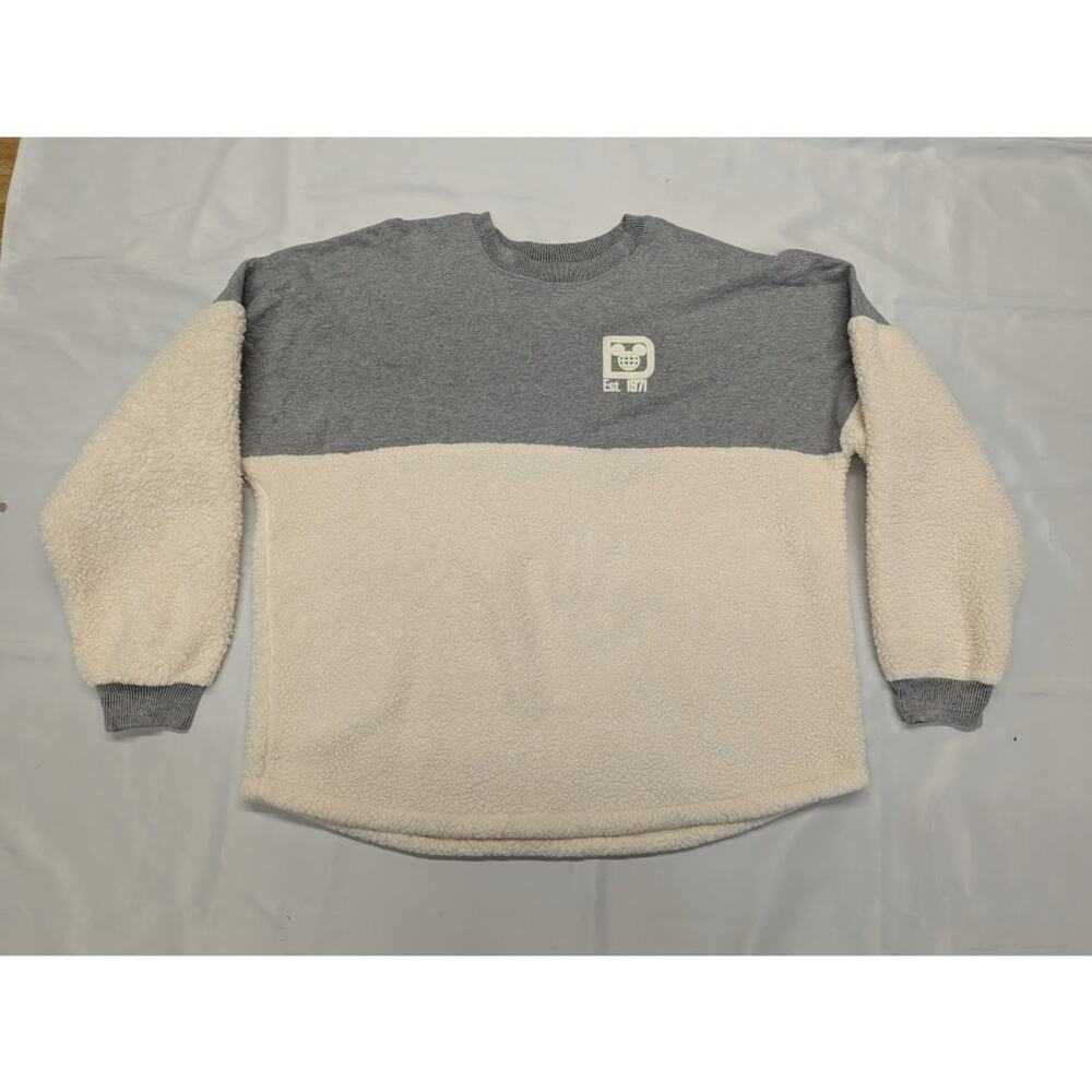Walt Disney World Sherpa Fleece Spirit Jersey Gray Cream Size XXL